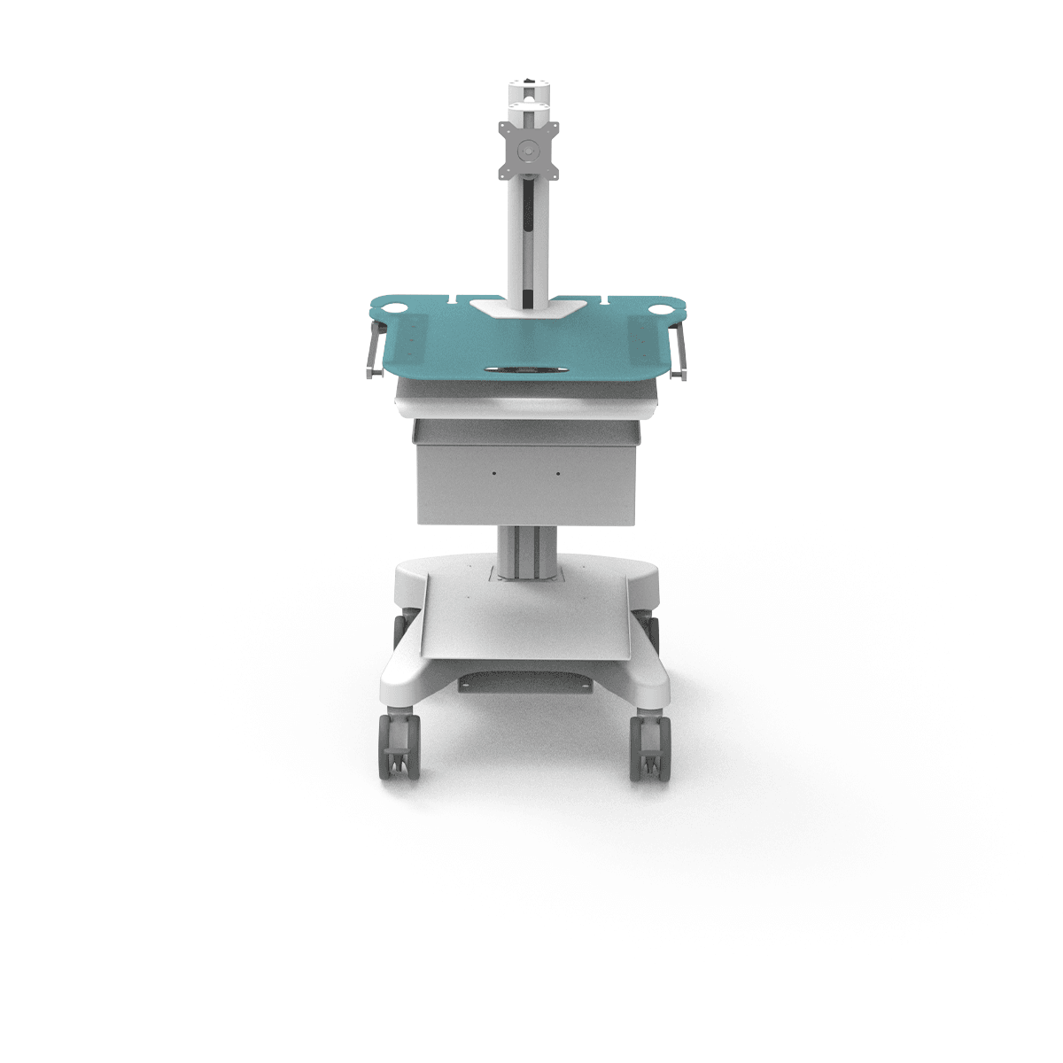 Heavy duty cart with power options, display mount, keyboard tray